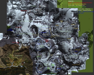 Carte des Monts Brumeux avec points